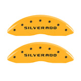 MGP 4 Caliper Covers Engraved Front & Rear Silverado Yellow Finish Blk Char 02 Chevy Avalanche 2500 - 14048SSILYL