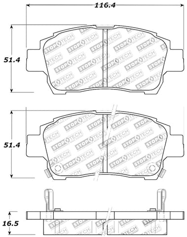 StopTech Performance 00-05 Spyder MR2 / 00 Celica GT / 04-07 xA/xB Front Brake Pads - 309.08220