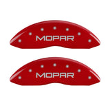 MGP Front set 2 Caliper Covers Engraved Front MOPAR Red finish silver ch - 42011FMOPRD