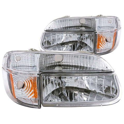 ANZO 1995-2001 Ford Explorer Crystal Headlights Chrome w/ Corner Lights 2pc - 111040