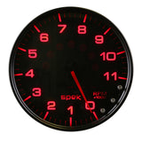 Autometer Spek-Pro Gauge Tachometer 5in 11K Rpm W/Shift Light & Peak Mem Black/Smoke/Black - P23952