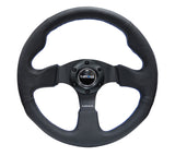 NRG Reinforced Steering Wheel (320mm) Black Leather w/Blue Stitching - RST-012R-BL