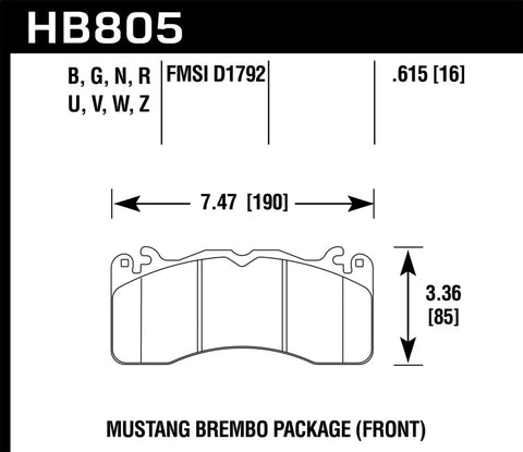 Hawk 15-17 Ford Mustang Brembo Package DTC-70 Front Brake Pads - HB805U.615