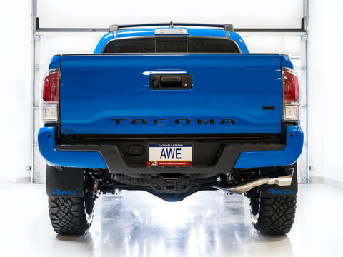 AWE 16-22 Toyota Tacoma 0FG Catback Exhaust w/ BashGuard - Dual Chrome Silver Tips - 3015-32826