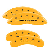 MGP 4 Caliper Covers Engraved Front & Rear Block/Challenger Yellow finish black ch - 12088SCLBYL