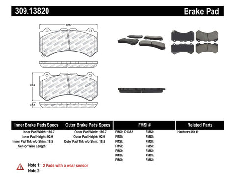 StopTech Performance Brake Pads - 309.13820