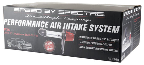 Spectre 10-12 Chevy Camaro V8-6.2L F/I Air Intake Kit - Clear Anodized w/Red Filter - 9908