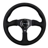 NRG Reinforced Steering Wheel (350mm / 2.5in. Deep)Blk Alcantara Comfort Grip w/4mm Matte Blk Spokes - RST-023MB-SA