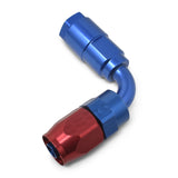 Russell Performance 3/8in SAE Quick Disc Female to -6 Hose Red/Blue 90 Degree Hose End - 611220