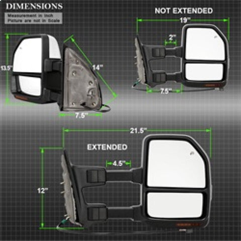 xTune 08-15 Ford F-250 SD Heated Adj LED Signal Chrome Mirrors - Smk (MIR-FDSD08S-G5-PW-RSM-SET) - 9943133