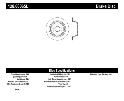 StopTech Drilled Sport Brake Rotor - 128.66065L