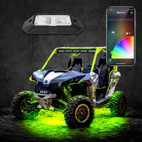 XK Glow Rock Light Advanced Kit w/ Dual-Mode Dash Mount Controller 8pc 6W LED - XK-ROCK-ADV-DM