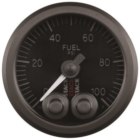 Autometer Stack Instruments Pro Control 52mm 0-100 PSI Fuel Pressure Gauge - Black (1/8in NPTF Male) - ST3506