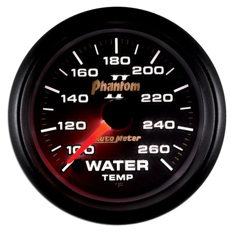 Autometer Phantom II 52mm Full Sweep Electronic 100-260 Deg F Water Temperature Gauge - 7555