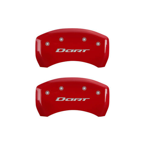 MGP 4 Caliper Covers Engraved Front & Rear With out stripes/Dart Red finish silver ch - 12199SDR1RD