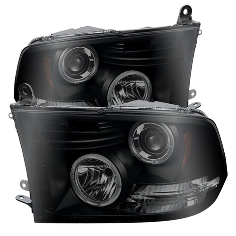 Spyder Dodge Ram 1500 09-14 Projector Headlights Halogen- LED Halo LED - Blk Smke PRO-YD-DR09-HL-BSM - 5078407