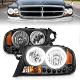 ANZO 1997-2004 Dodge Dakota Crystal Headlights Black 1pc - 111085