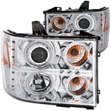 ANZO 2007-2013 Gmc Sierra 1500 Projector Headlights w/ Halo Chrome - 111126