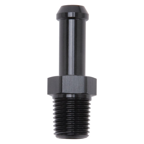 Edelbrock Hose End Straight 1/4In NPT to 3/8In Barb Black Anodize - 8191