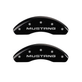 MGP 4 Caliper Covers Engraved Front Mustang Engraved Rear Pony Black finish silver ch - 10224SMPYBK