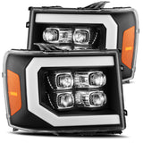 AlphaRex 07-13 GMC 1500HD NOVA LED Proj Headlights Plank - Jet Black w/Activ Light/Seq Signal/DRL - 880608
