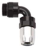 Russell Performance Swivel Hose End Assy #10 AN Male SAE Port to #8 Hose 90 Deg Clr/Blk Anodized - 612433