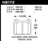 Hawk 77-79 Alfa Romeo Sprint HPS 5.0 Front Brake Pads - HB172B.595