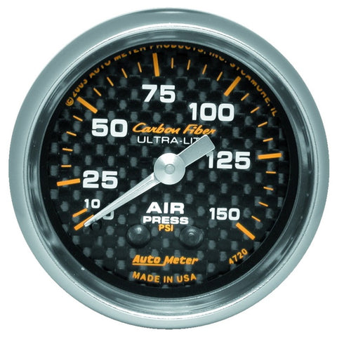 Autometer Carbon Fiber 52mm 150 PSI Mechanical Air Pressure Gauge - 4720