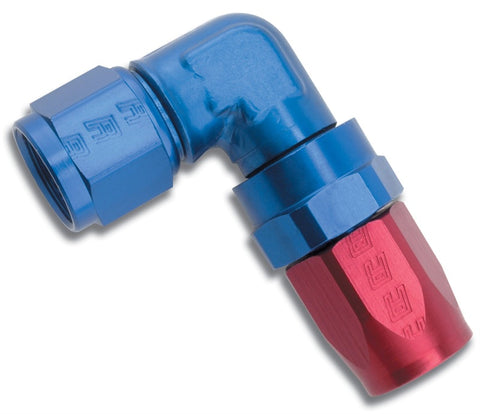 Russell Performance -12 AN Red/Blue 90 Degree Forged Aluminum Swivel Hose End - 613670