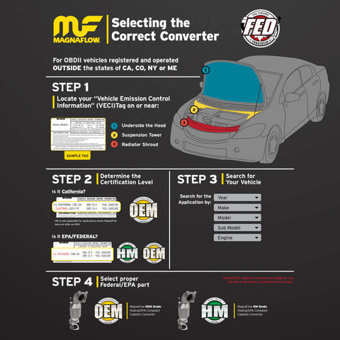 MagnaFlow 02-03 Mitsubishi Lancer V4 2.0L (excl. Turbocharged) Rear Direct Fit Catalytic Converter - 23699