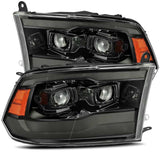 AlphaRex 09-18 Dodge Ram 1500 PRO-Series Projector Headlights Plank Style Alpha Blk w/Seq Signal/DRL - 880542