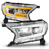 ANZO 19-23 Ford Ranger Full LED Projector Headlights w/ Initiation & Sequential - Chrome - 111614