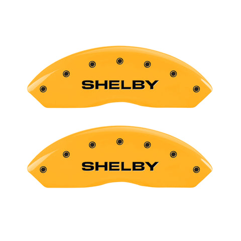 MGP 4 Caliper Covers Engraved Front Shelby Engraved Rear Tiffany Snake Yellow finish black ch - 10198SSBYYL