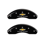 MGP Front set 2 Caliper Covers Engraved Front Chevy racing Black finish silver ch - 14213FBRCBK