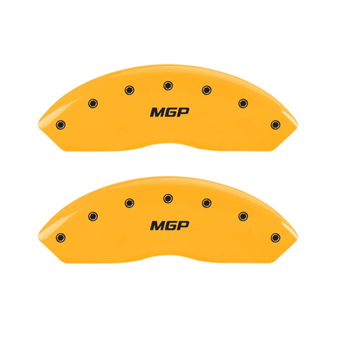 MGP 2 Caliper Covers Engraved Front MGP Yellow Finish Black Char 1998 Chevrolet Express 2500 - 14003FMGPYL