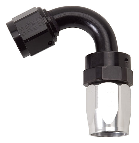 Russell Performance -12 AN Black/Silver 120 Degree Tight Radius Full Flow Swivel Hose End - 613433