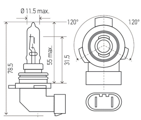 Hella Bulb 9012LL/HIR2 12V 55W PX22d - 9012LL