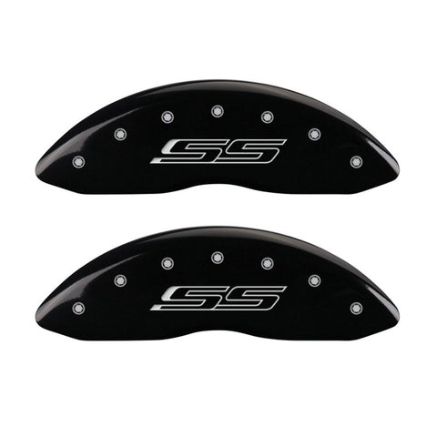 MGP 4 Caliper Covers Engraved Front & Rear Gen 5/SS Black finish silver ch - 14231SSS5BK