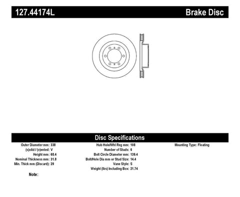 StopTech Slotted & Drilled Sport Brake Rotor - 127.44174L