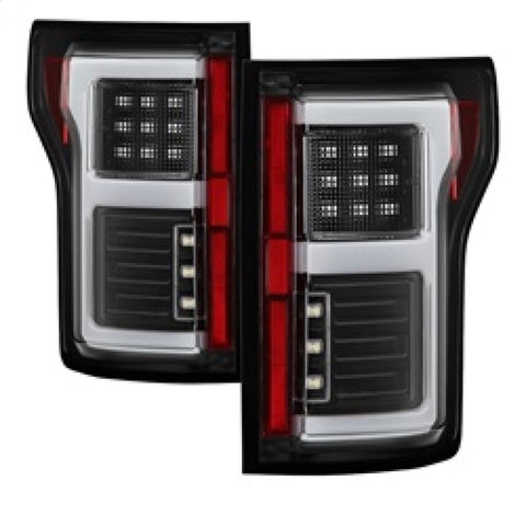 Spyder 15-18 Ford F-150 Light Bar LED Tail Lights (w/Blind Spot) - Black (ALT-YD-FF15015BS-LBLED-BK) - 5085313