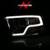 ANZO 09-18 Dodge Ram 1500 Plank Style Projector Headlights Chrome w/ Halo - 111405
