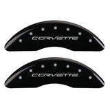 MGP 4 Caliper Covers Engraved Front & Rear C6/Corvette Black finish silver ch - 13083SCV6BK