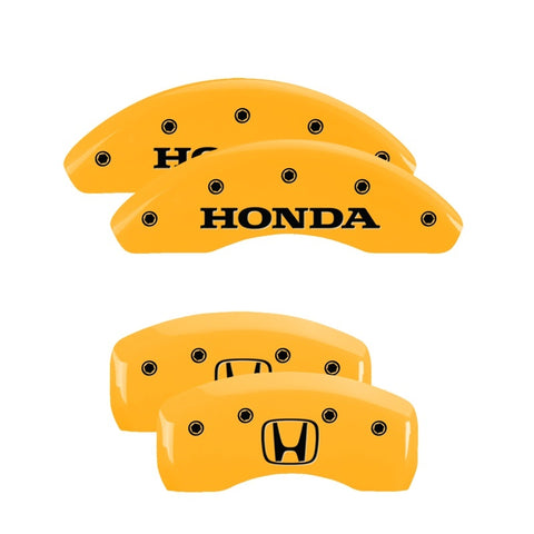 MGP 4 Caliper Covers Engraved Front & Rear I-Vtec Yellow Finish Black Char 2005 Honda Accord - 20179SIVTYL