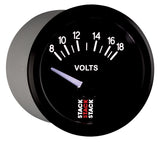 Autometer Stack Instruments 52mm 8-18V Electric Battery Voltage Gauge - Black - ST3216