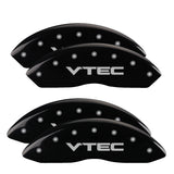 MGP 4 Caliper Covers Engraved Front & Rear Vtech Black finish silver ch - 39005SVTCBK