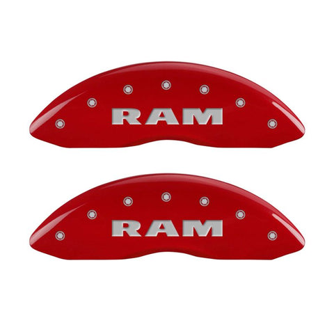 MGP 4 Caliper Covers Engraved Front RAM Engraved Rear RAMHEAD Red finish silver ch - 55001SRMHRD