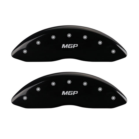 MGP Front set 2 Caliper Covers Engraved Front MGP Black finish silver ch - 16222FMGPBK