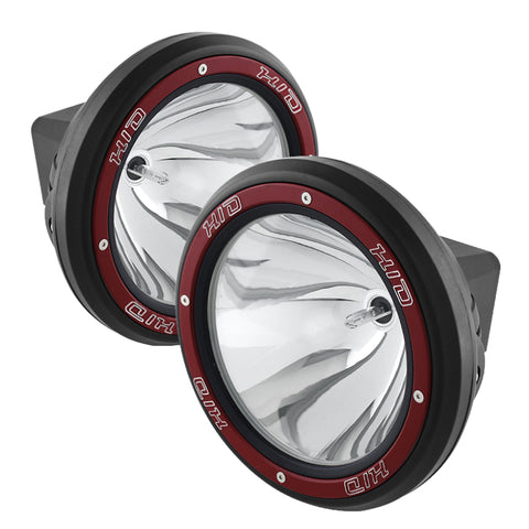 Spyder 7 Inch HID 4x4 fog lights Black/Red Housing w/wiring W/Switch- Chrome FL-CH-JK7004BR-C - 5037626