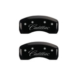 MGP 4 Caliper Covers Engraved Front & Rear Cursive/Cadillac Black finish silver ch - 35002SCADBK