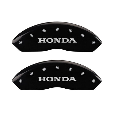 MGP 4 Caliper Covers Engraved Front Honda Engraved Rear H Logo Black finish silver ch - 20203SHOHBK